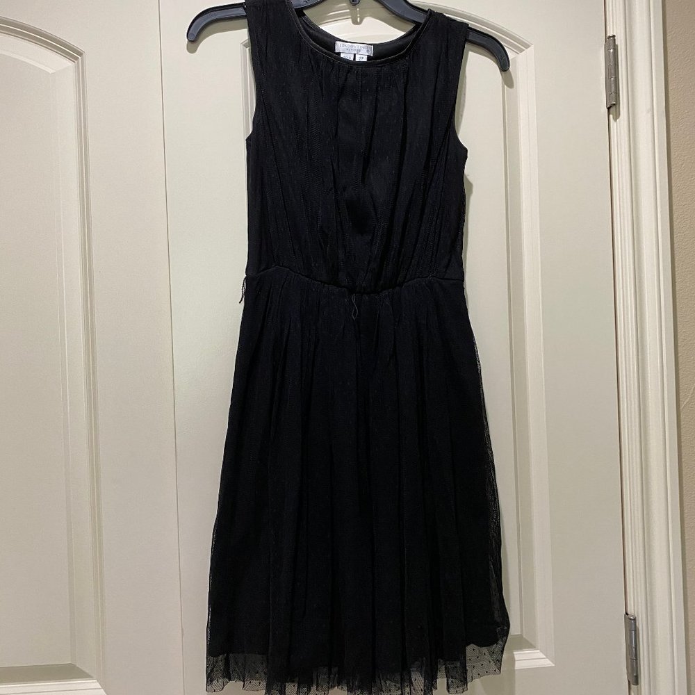 London Times Black Polka Dot Lace Dress